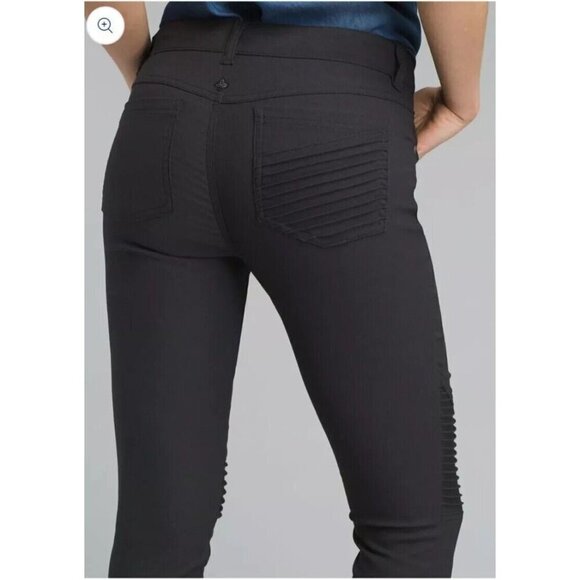prAna Brenna Gray Moto Skinny Jeans Pants Trousers Low Rise Stretch EUC Womens 0 - Picture 3 of 14